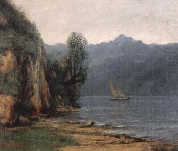 Gustave Courbet landscape with lake geneva oil painting picture